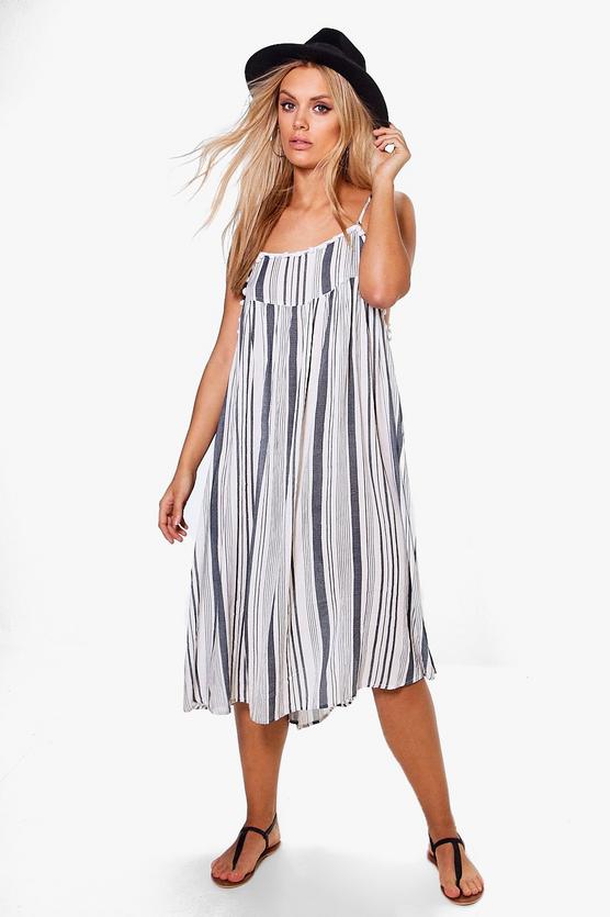 Plus Veronica Stripe Pom Pom Swing Dress